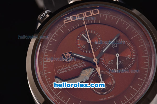 Tag Heuer Mikrogirder 2000 Chronograph Miyota Quartz Steel Case with PVD Bezel - Brown Dial - Click Image to Close